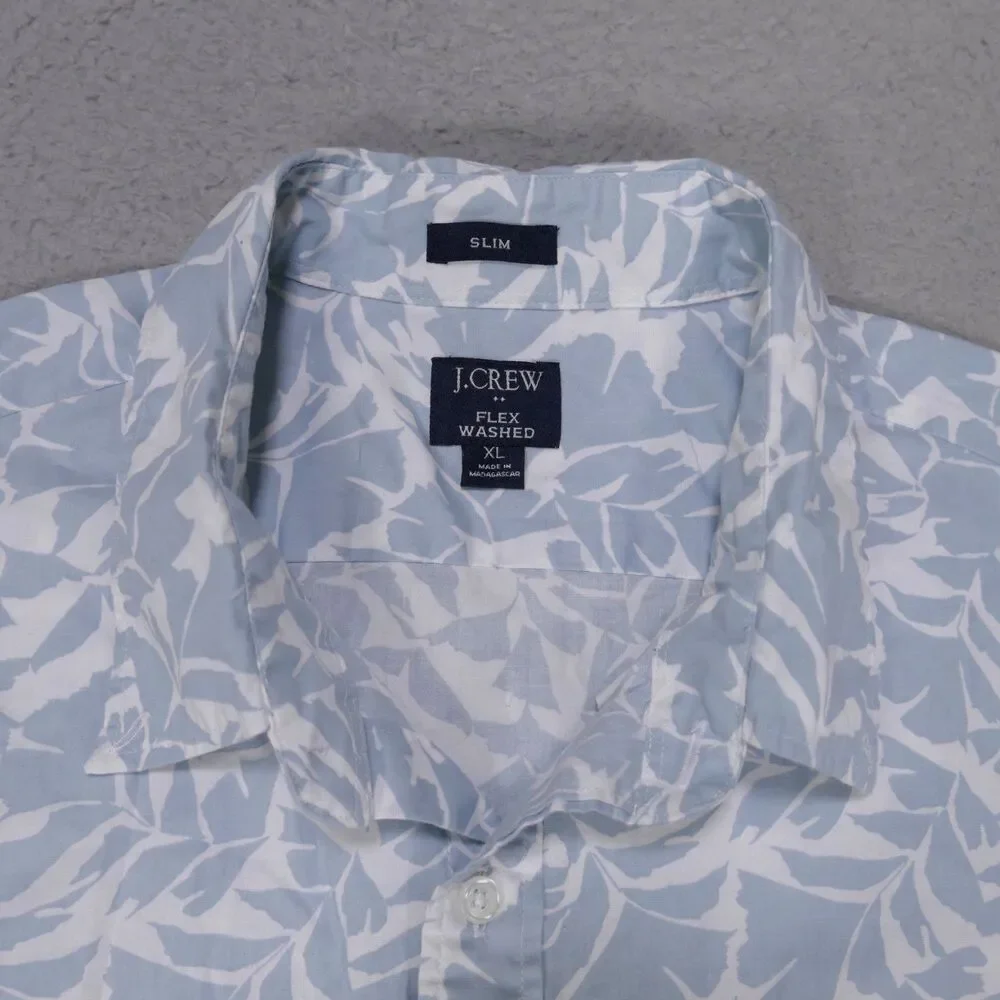 J Crew Floral Shirt Mens XL SLIM Gray Short Sleeve Button Down